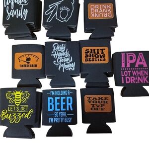 Black and Multicolor Can Coolers Set